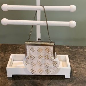 Vintage white beaded clutch purse